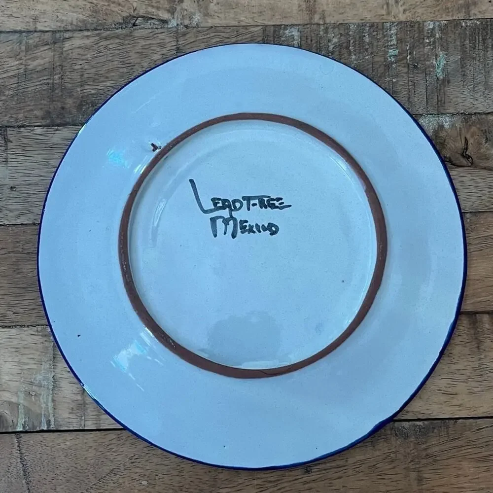 Vintage Hand Painted Ceramic Plate Lead Free Made in Mexico